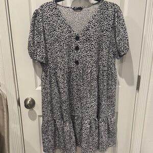 SHEIN Black and White animal Polka Dot Dress